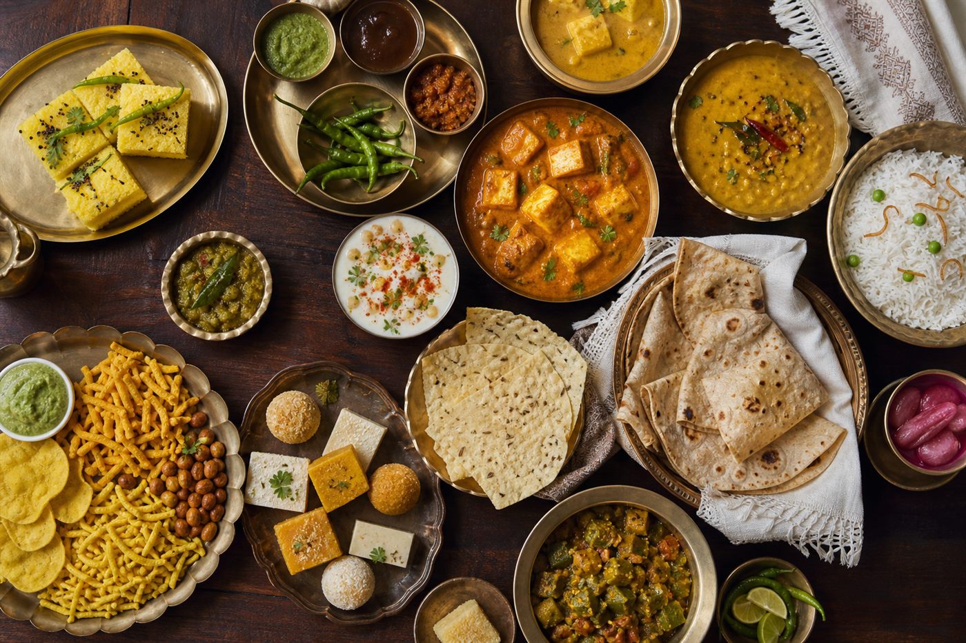 Indian vegetarian catering spread
