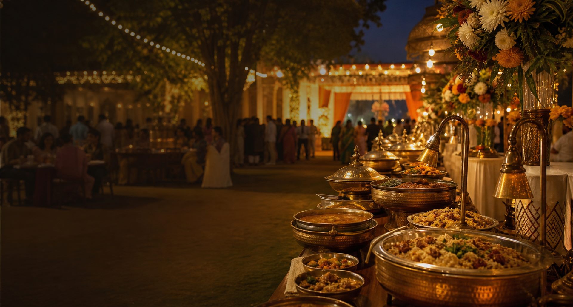Elegant Indian wedding catering buffet by J P Catering